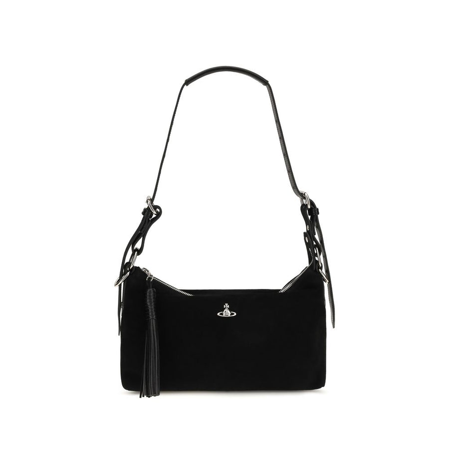 Vivienne Westwood Black Suede Leather Shoulder Bag