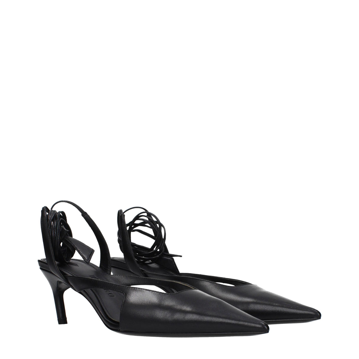 The Attico Black Leather High Heel Pumps