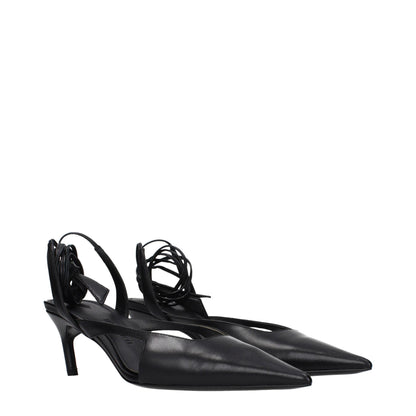 The Attico Black Leather High Heel Pumps