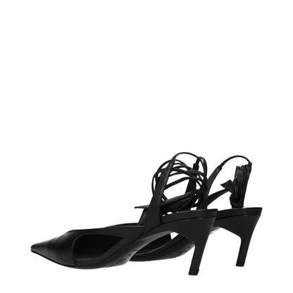 The Attico Black Leather High Heel Pumps