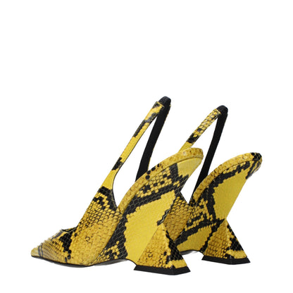 The Attico Yellow Leather Platform Pumps