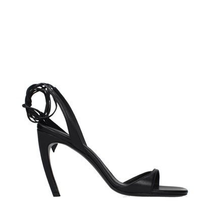 The Attico Black Leather Stiletto Heel Sandals