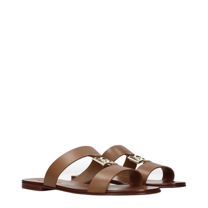 Dolce & Gabbana Brown Leather Slippers