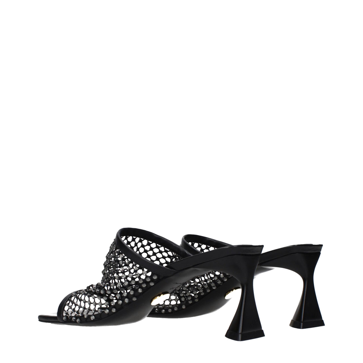 Stella McCartney Black Leather Stiletto Heel Sandals