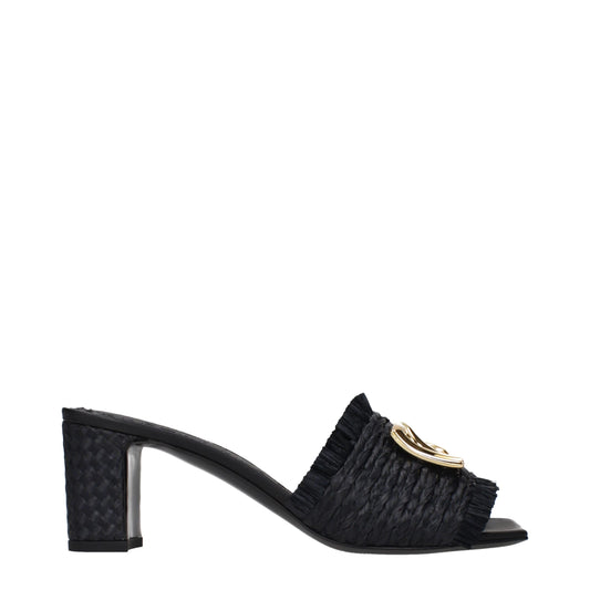Dolce & Gabbana Black Raffia Platform Sandals