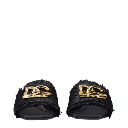 Dolce & Gabbana Black Raffia Platform Sandals