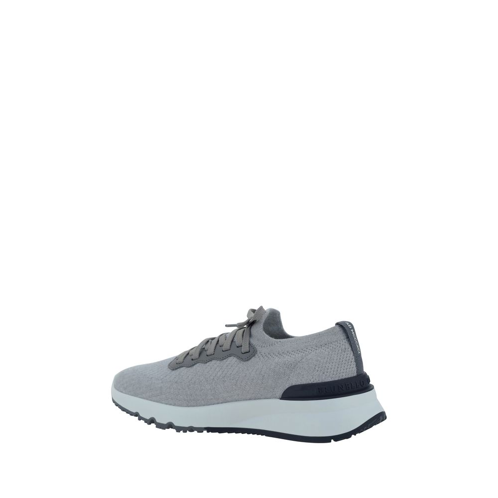 Brunello Cucinelli Gray Cotton Athletic Sneakers