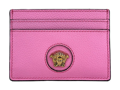 Versace Mini Medusa Pink Grainy Leather Slim Card Case Wallet