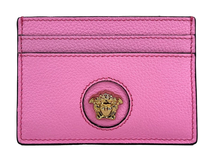 Versace Mini Medusa Pink Grainy Leather Slim Card Case Wallet