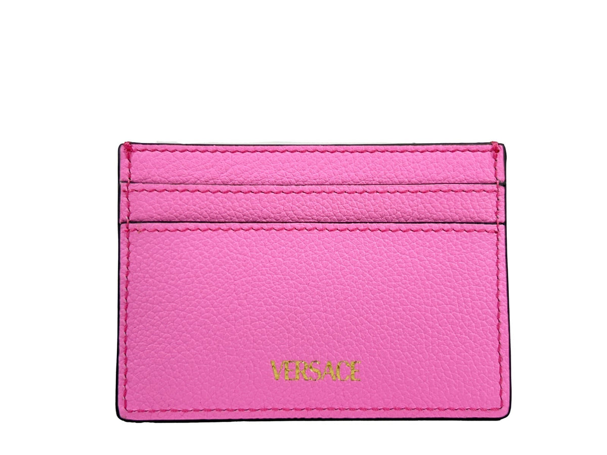 Versace Mini Medusa Pink Grainy Leather Slim Card Case Wallet