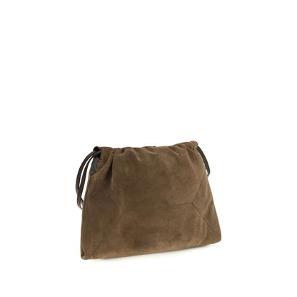 Brunello Cucinelli Brown Calf Leather Bos Taurus Shoulder Bag