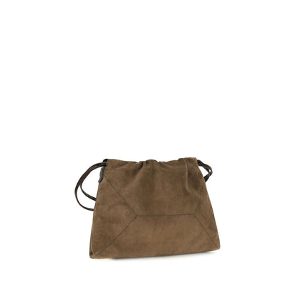 Brunello Cucinelli Brown Calf Leather Bos Taurus Shoulder Bag