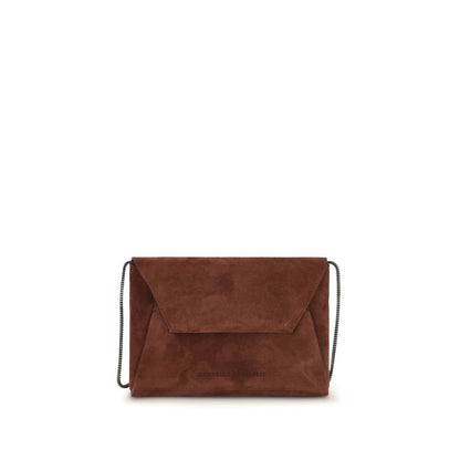 Brunello Cucinelli Bordeaux Calf Leather Bos Taurus Shoulder Bag