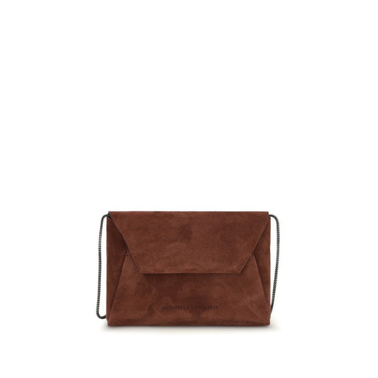 Brunello Cucinelli Bordeaux Calf Leather Bos Taurus Shoulder Bag