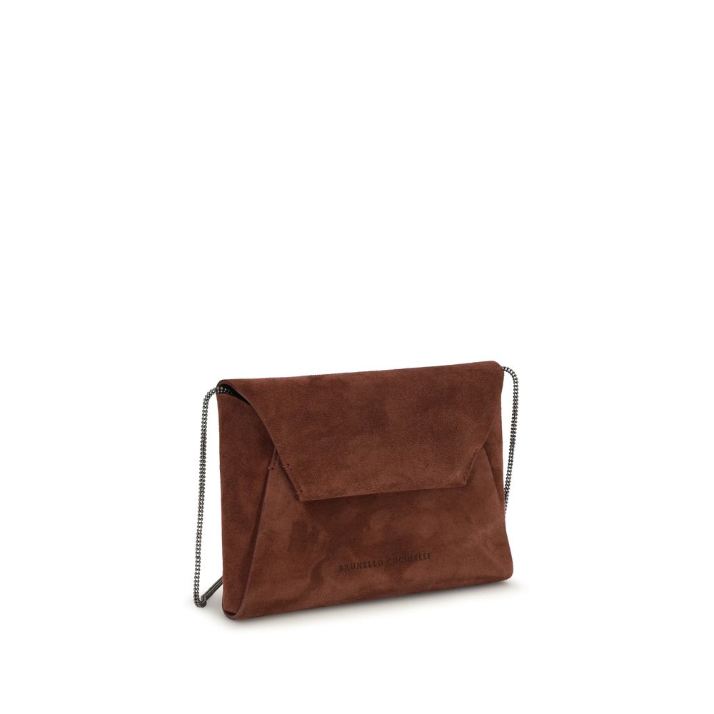 Brunello Cucinelli Bordeaux Calf Leather Bos Taurus Shoulder Bag