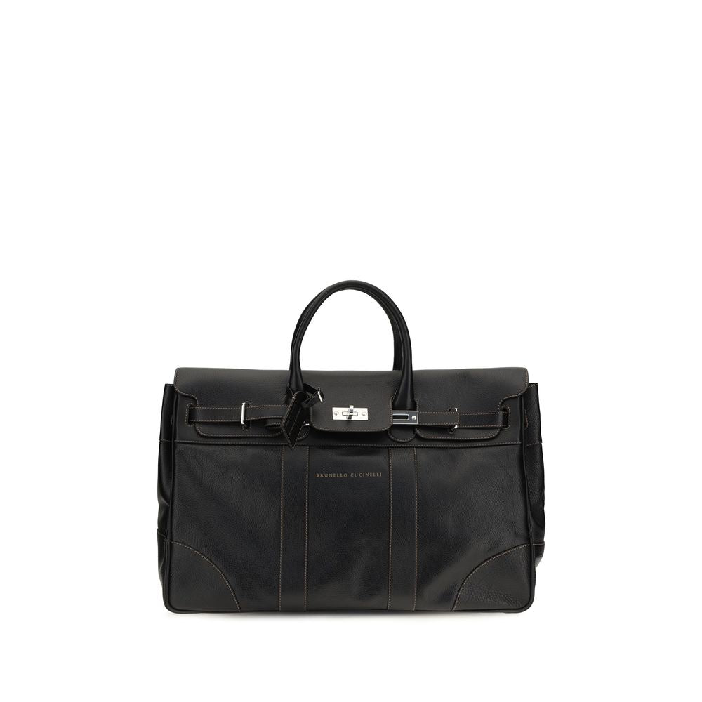 Brunello Cucinelli Black Calf Leather Bos Taurus Luggage And Travel
