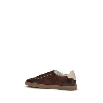 Brunello Cucinelli Bordeaux Calf Leather Bos Taurus Low Top Sneakers