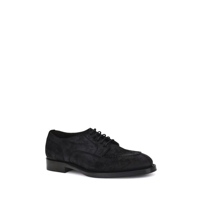 Brunello Cucinelli Black Calf Leather Bos Taurus Oxfords And Derbies