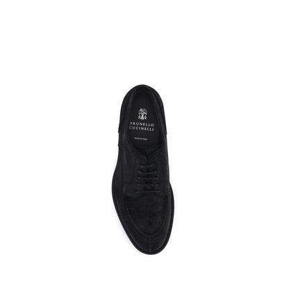 Brunello Cucinelli Black Calf Leather Bos Taurus Oxfords And Derbies
