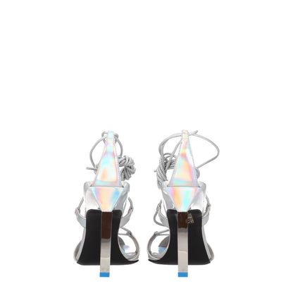 The Attico Gray Leather Stiletto Heel Sandals