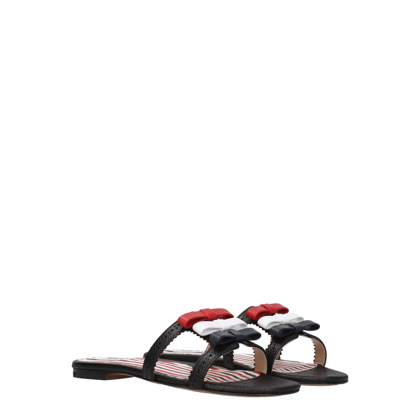 Thom Browne Black Leather Slippers