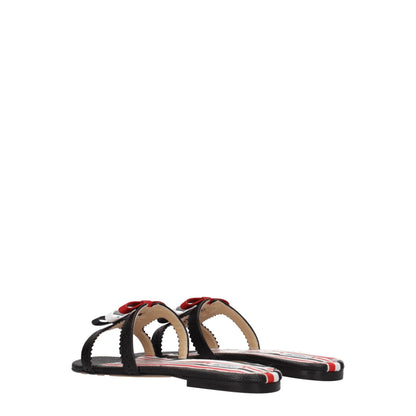 Thom Browne Black Leather Slippers