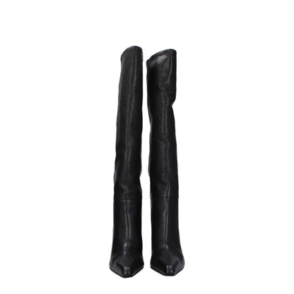 Paris Texas Black Leather High Heel Boots