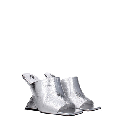 The Attico Gray Leather Platforms