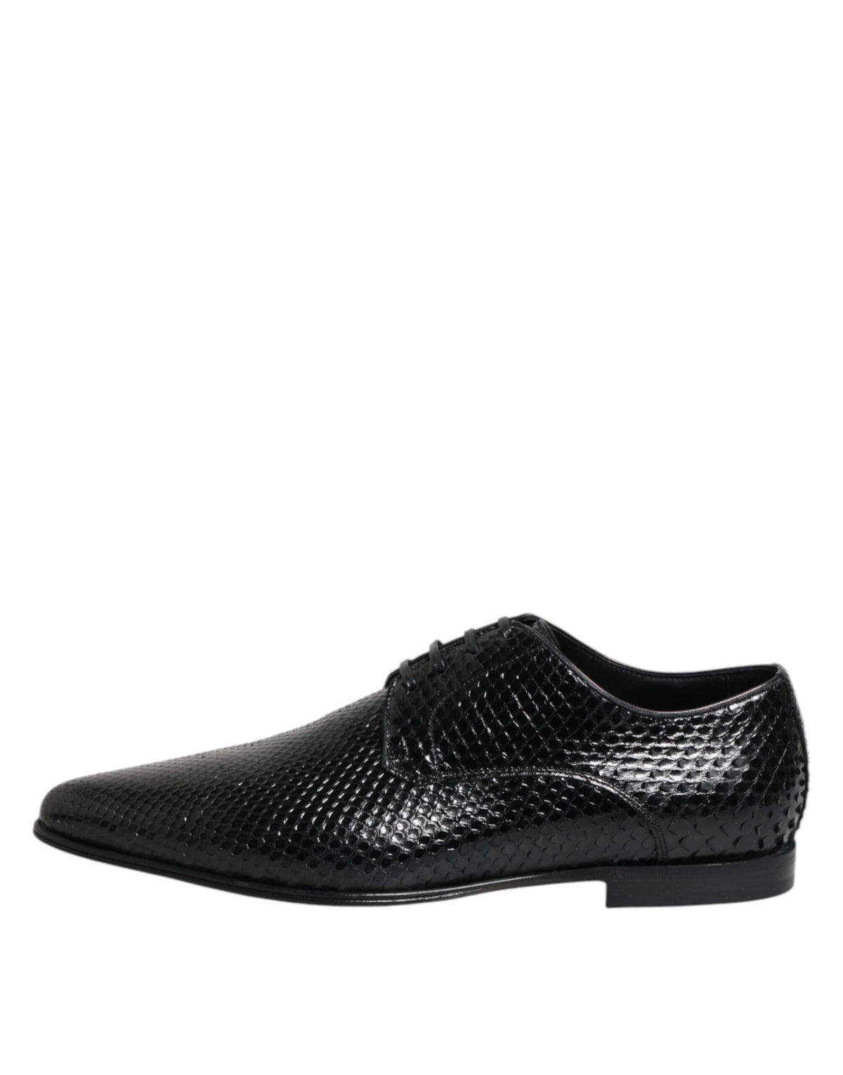 Dolce & Gabbana Black Exotic Leather Lace Up Derby Shoes