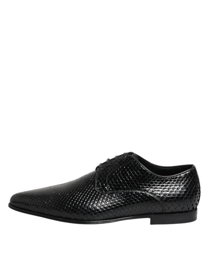 Dolce & Gabbana Black Exotic Leather Lace Up Derby Shoes