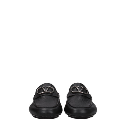 Valentino Garavani Black Leather Slip-On Loafers