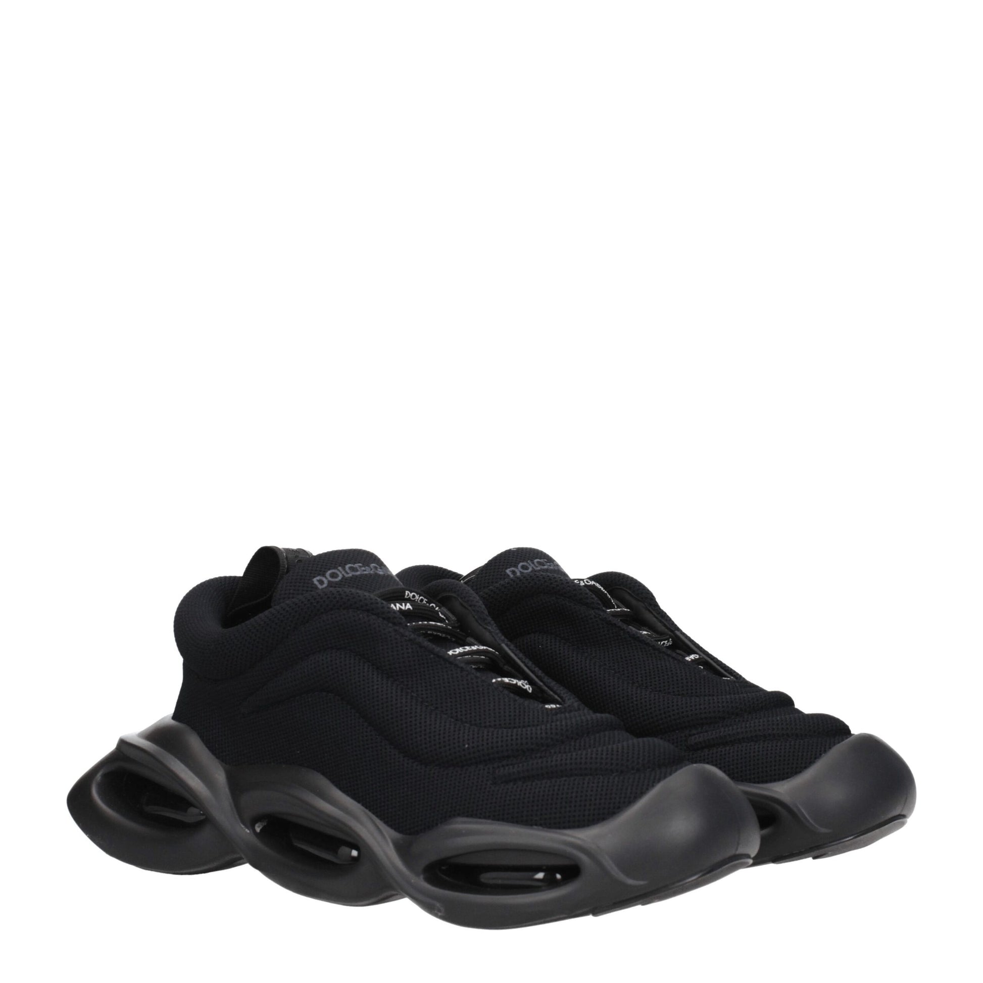 Dolce & Gabbana Black Fabric Chunky Sneakers