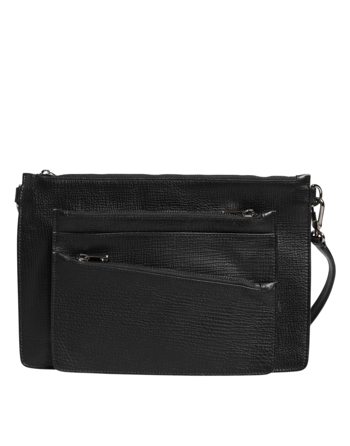 Dolce & Gabbana Black Palmellato Leather Logo Plaque Shoulder Borse Bag