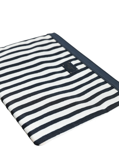 Dolce & Gabbana Black White Striped Logo Plaque Clutch Borse Pouch Bag