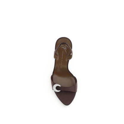 Giuseppe Zanotti Brown Silk Stiletto Heel Sandals