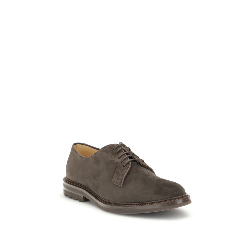 Brunello Cucinelli Brown Calf Leather Bos Taurus Oxfords And Derbies