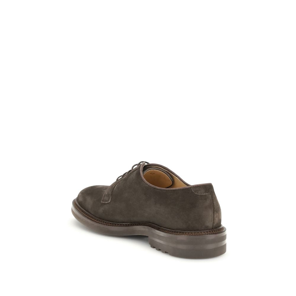 Brunello Cucinelli Brown Calf Leather Bos Taurus Oxfords And Derbies