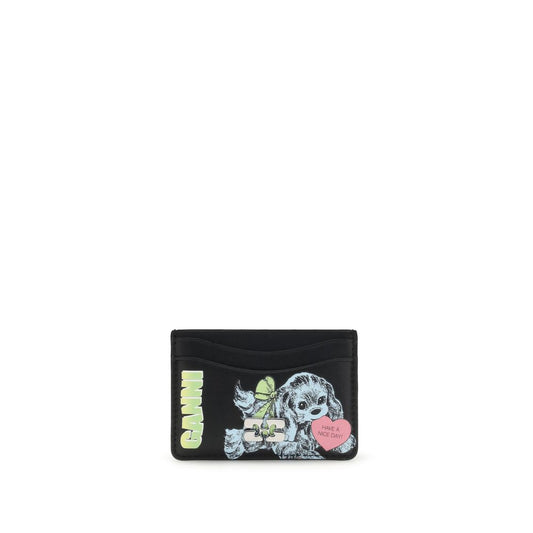 Ganni GANNI CARD HOLDER BLUE DOG