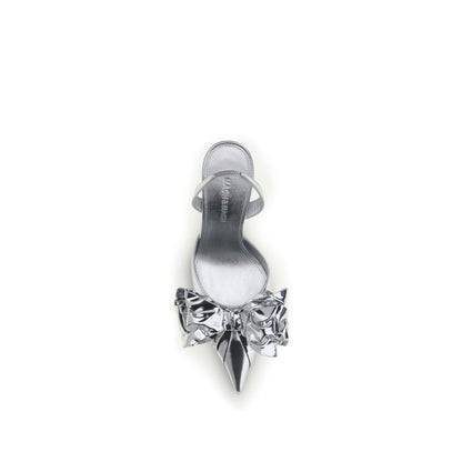 MACH & MACH Silver Leather Pumps