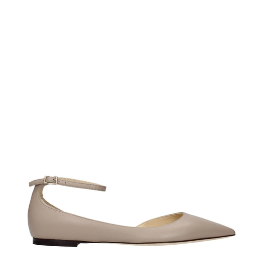 Jimmy Choo Gray Leather Ballet Flats