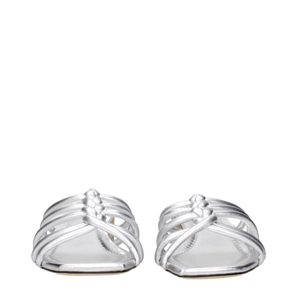 Jimmy Choo Gray Leather Flat Sandals