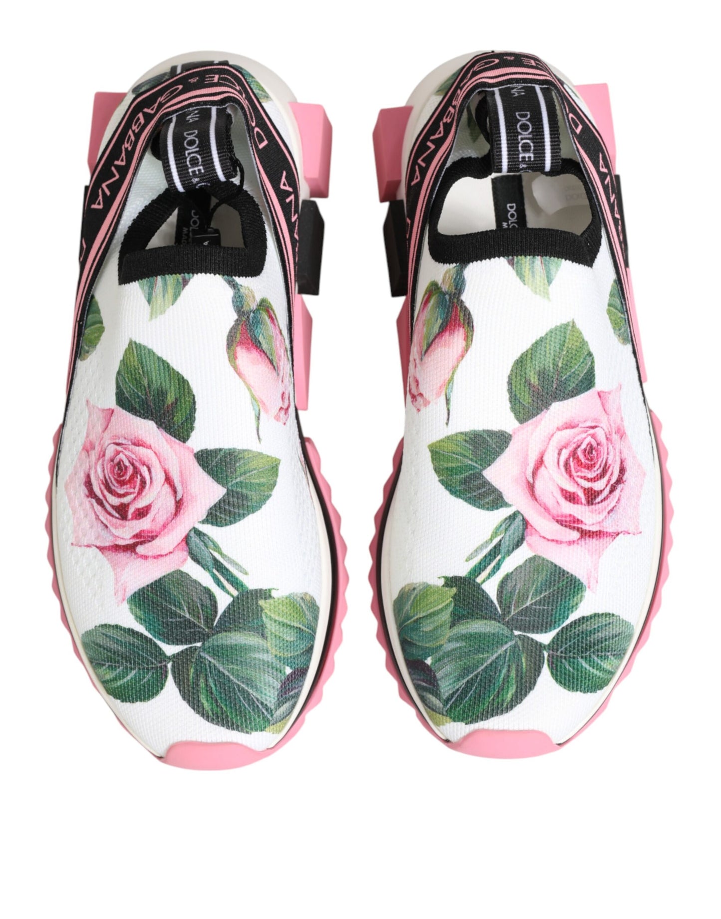 Dolce & Gabbana White Rose Print Sorrento Sneakers Shoes