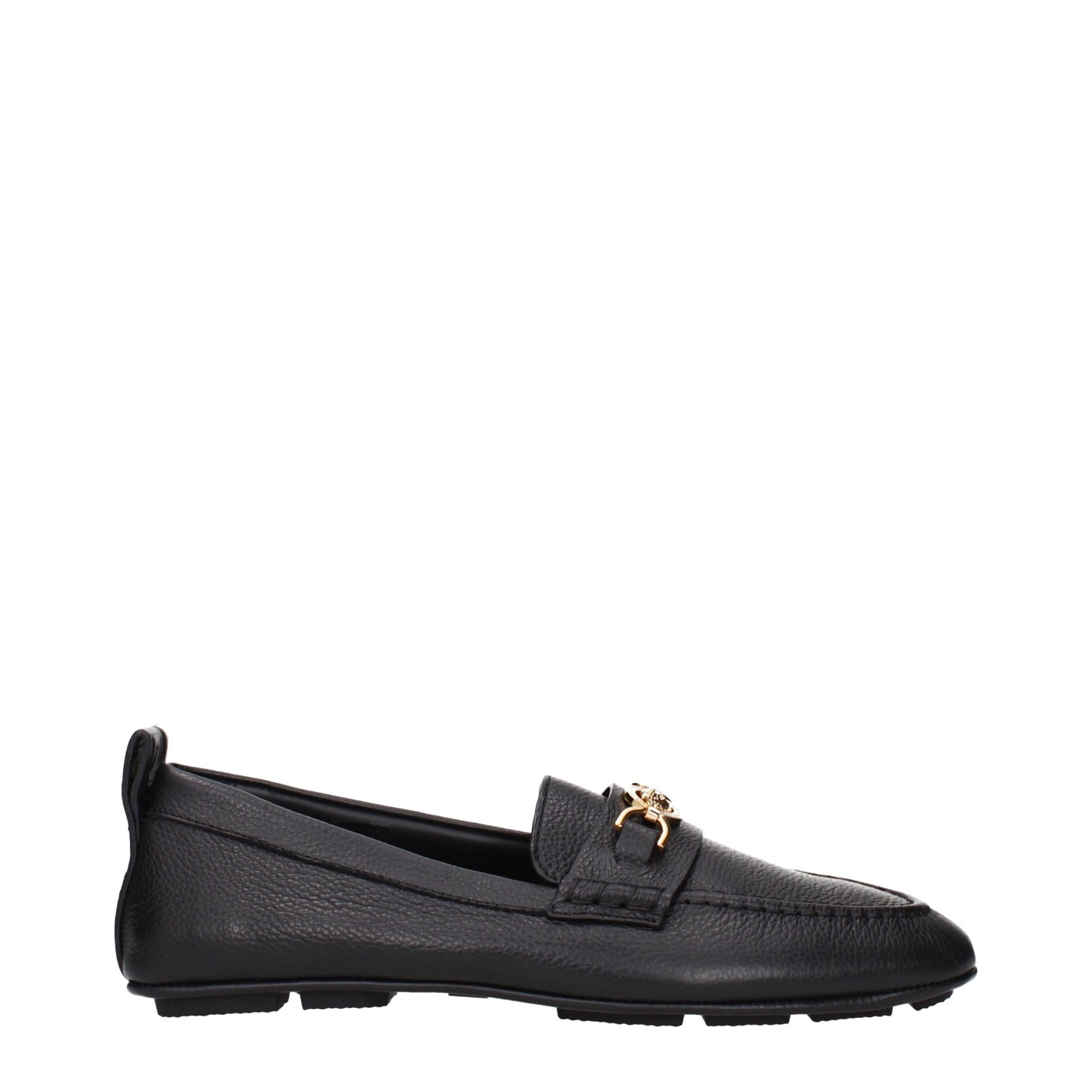 Versace Black Leather Slip-On Loafers