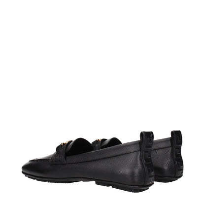 Versace Black Leather Slip-On Loafers