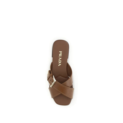 Prada Brown Calf Leather Bos Taurus Sandals