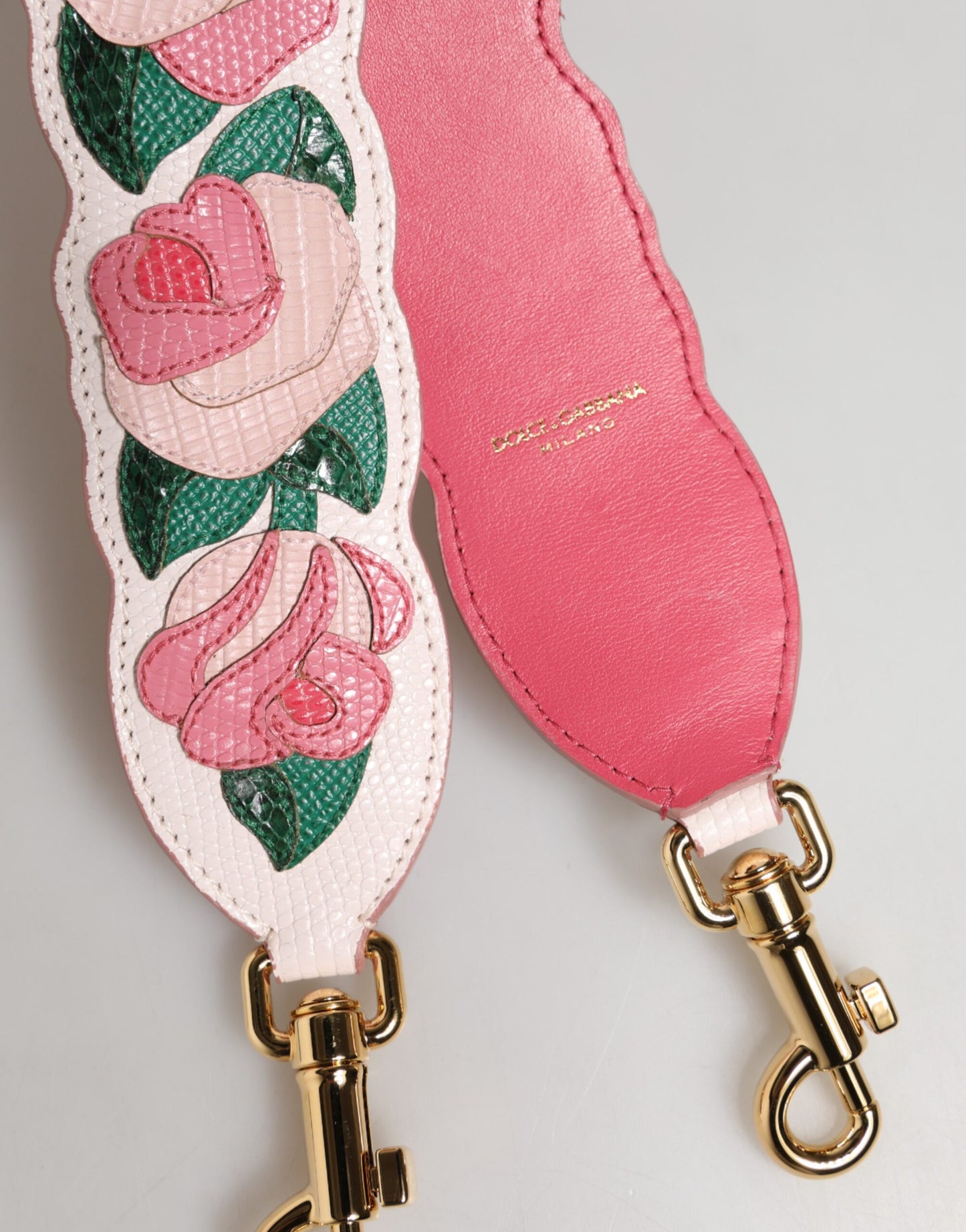 Dolce & Gabbana Strap White Floral Calf Leather Bag Accessory Shoulder