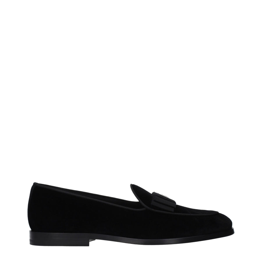 Dolce & Gabbana Black Velvet Slip-On Loafers