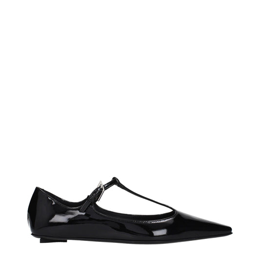 The Attico Black Leather Ballet Flats