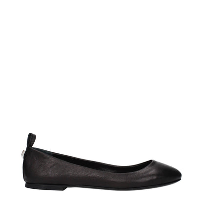 The Attico Black Leather Ballet Flats