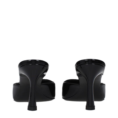 The Attico Black Leather Flat Sandals